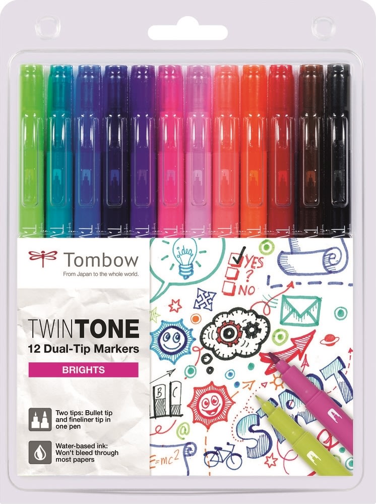 Tombow TwinTone Markere | Bright | 12 stk.