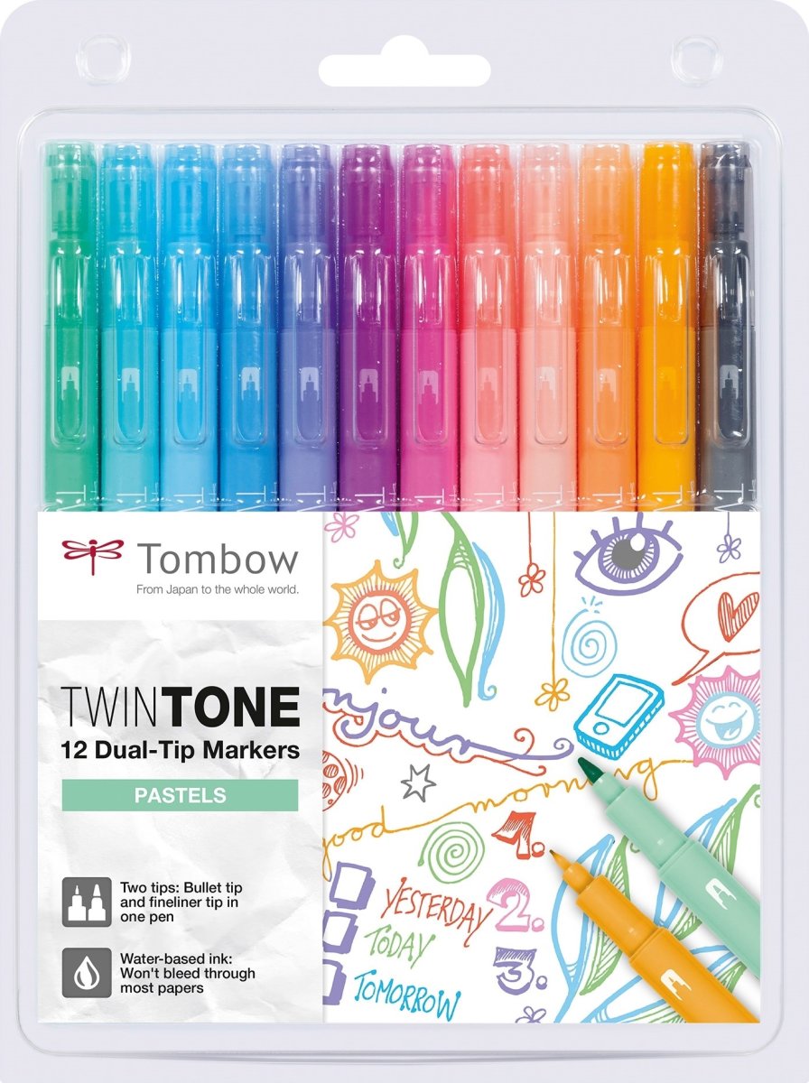 Tombow TwinTone Markere | Pastel | 12 stk.