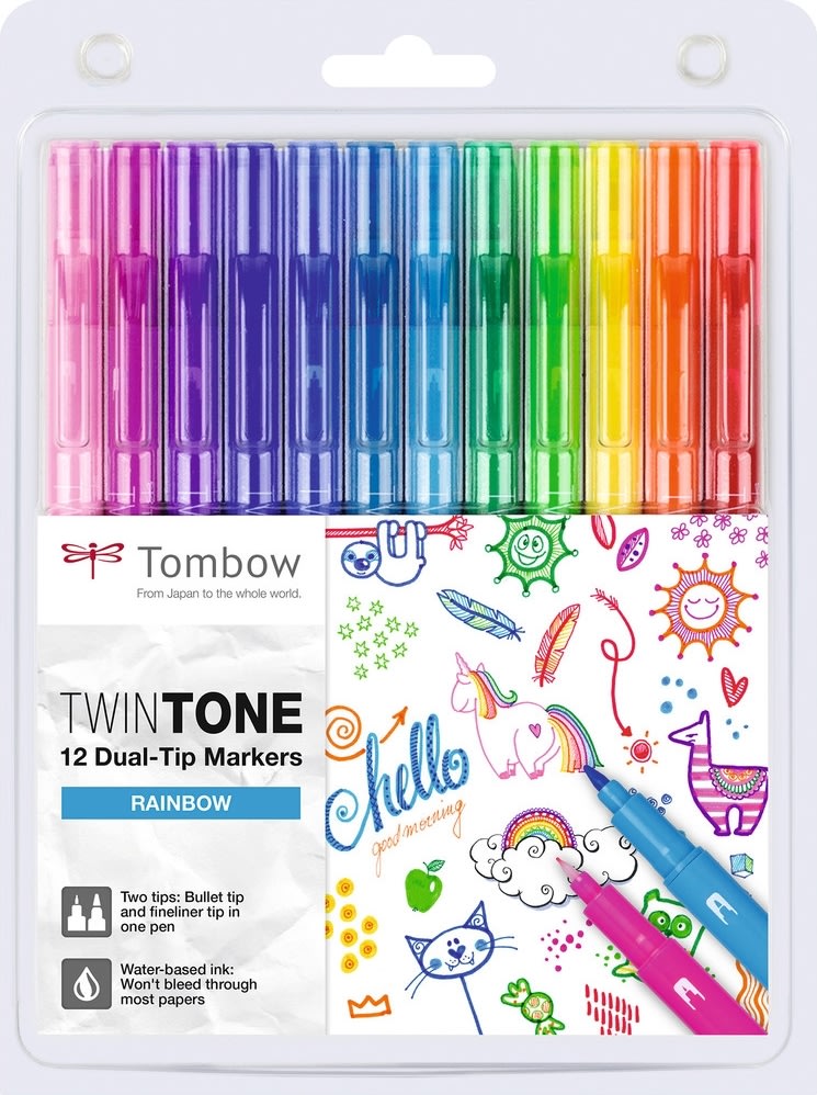 Tombow TwinTone Markere | Rainbow | 12 stk.