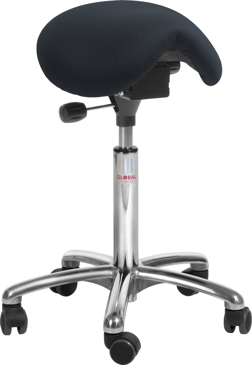 DEMO: Mini Sadelstol, Sort, Stof, 60-79 cm, Alu