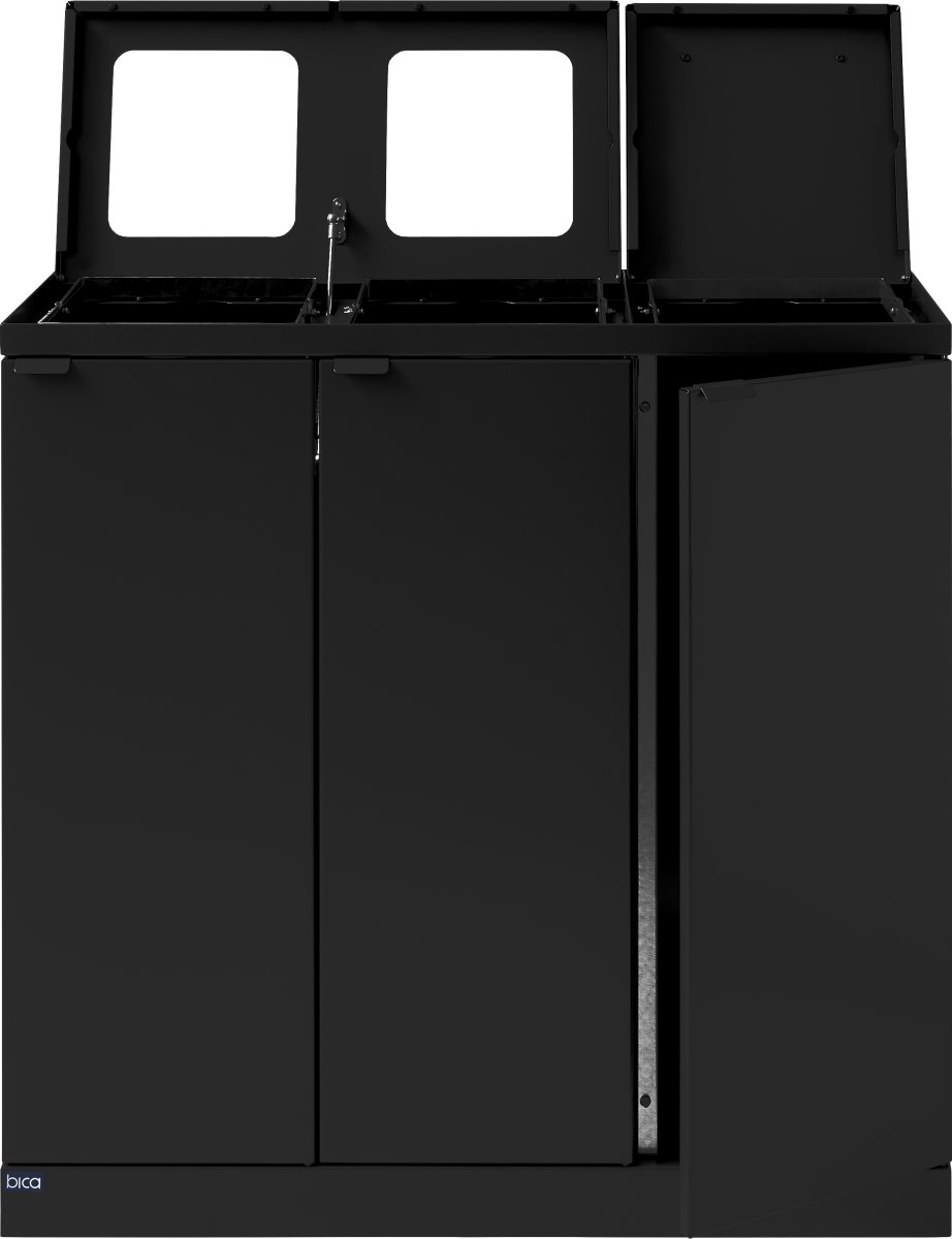 Bica 873 Affaldsstation 3x65L, Løftelåg, Sort