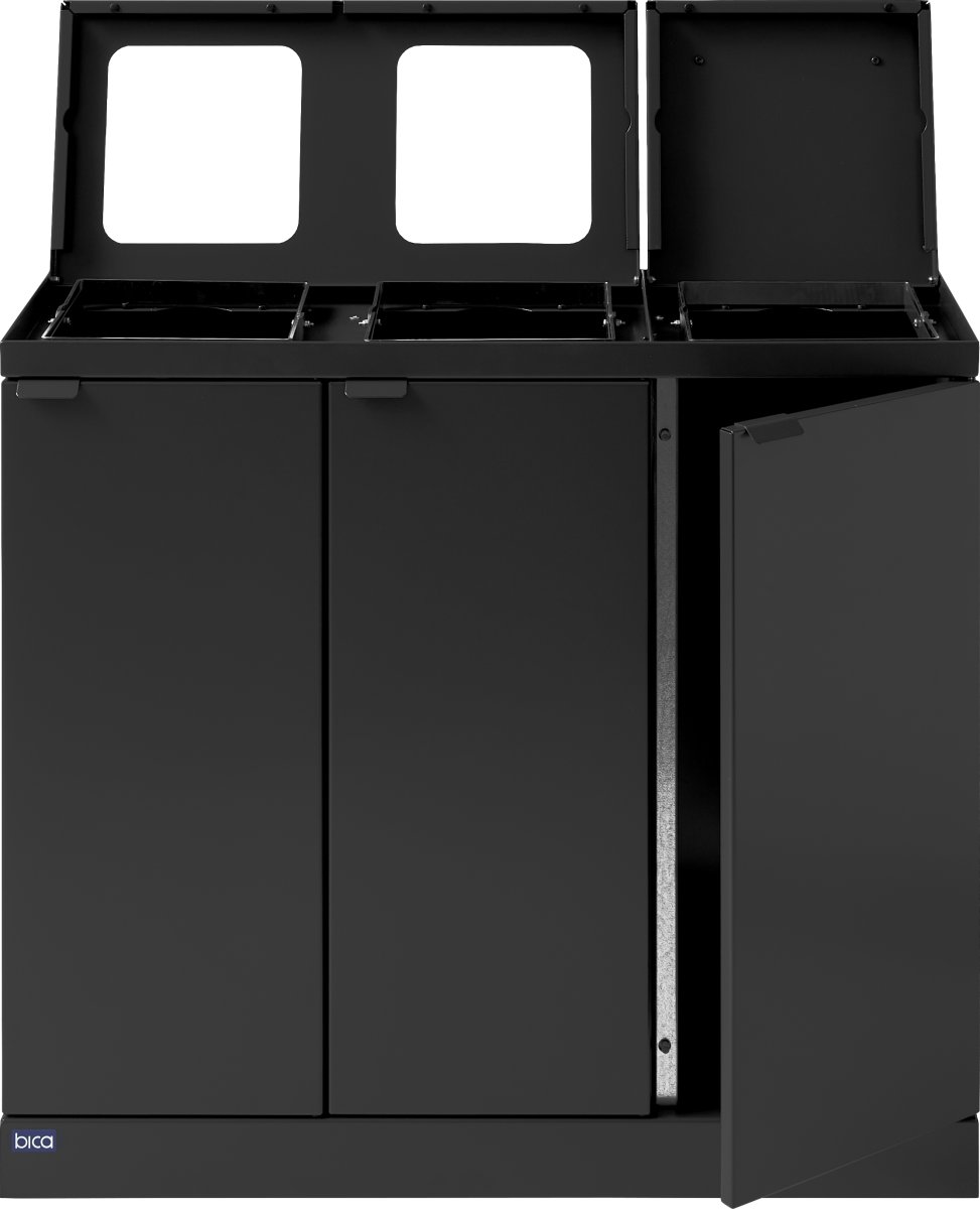 Bica 887 Affaldsstation 3x45L, Løftelåg, Antracit
