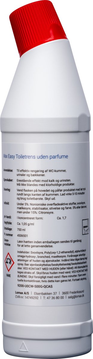 Max Easy Toiletrens u/parfume | 750 ml