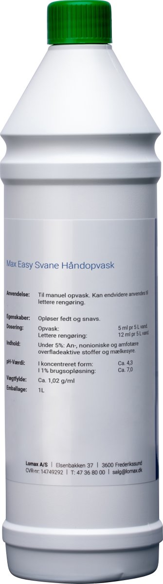 Max Easy Opvaskemiddel | Parfumefri | 1 L