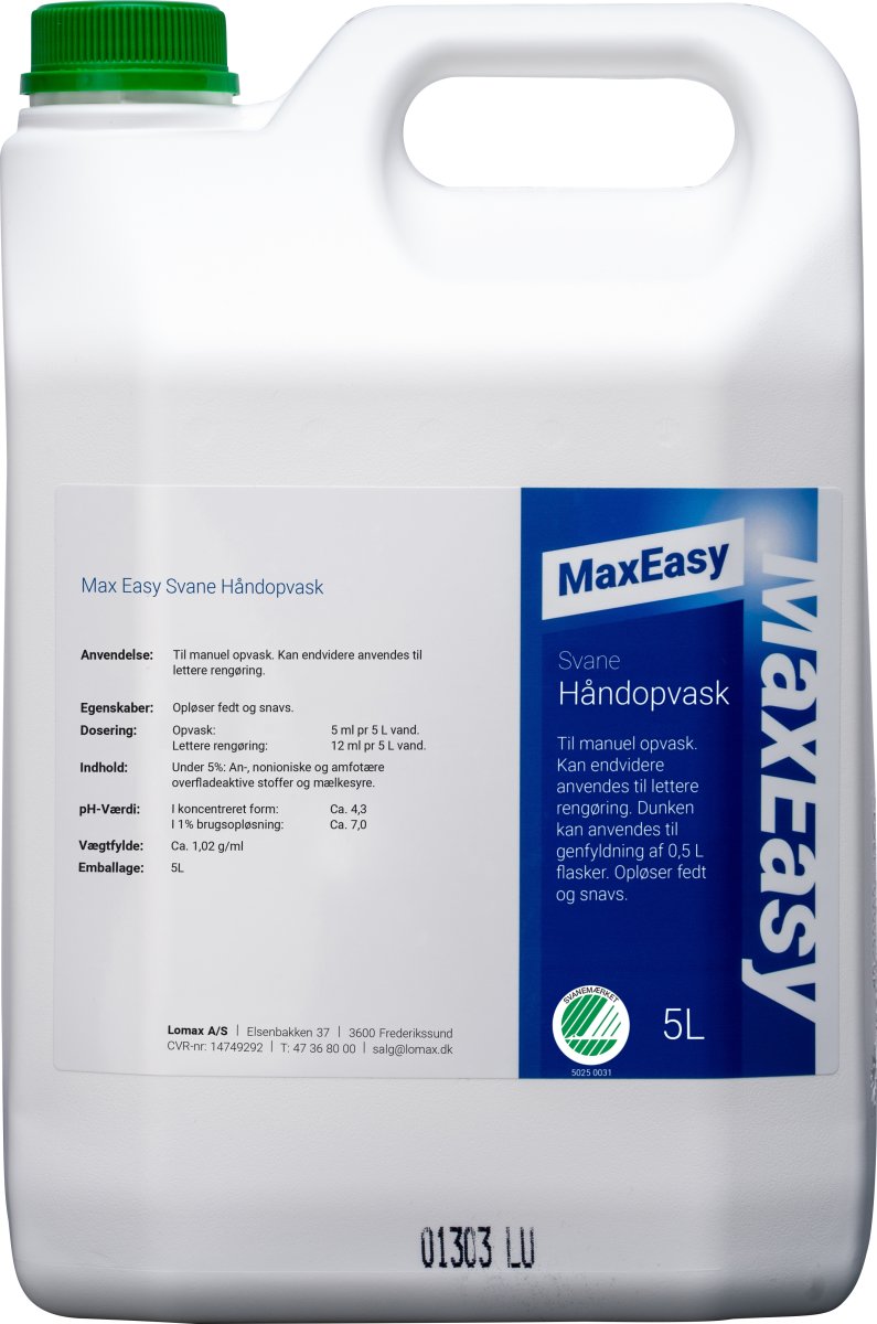 Max Easy Opvaskemiddel | Parfumefri | 5 L