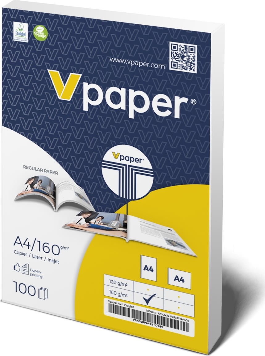 V-papir 160g | A4 | Falset margin | 200 ark