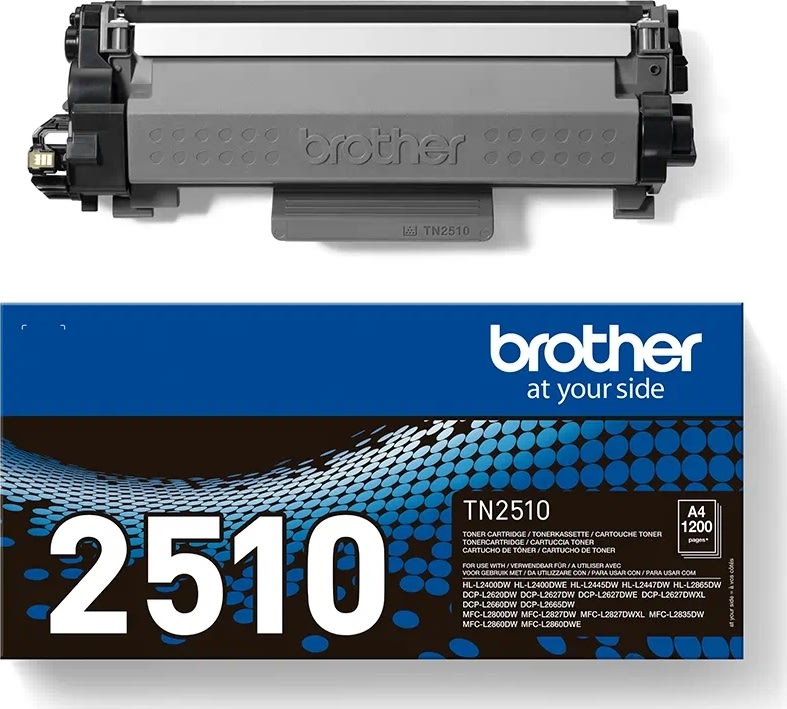 Brother TN2510 lasertoner, sort, 1.200s.