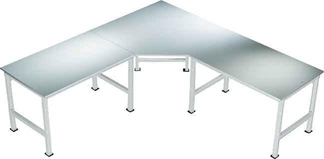 Manuflex 5-kantet hjørnebord, Grå melamin