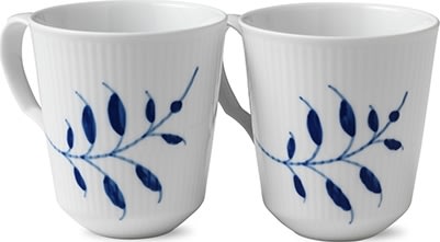 Royal Copenhagen Blå Mega Riflet Krus 38cl, 2 stk