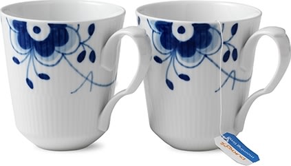 Royal Copenhagen Blå Mega Riflet Krus 38cl, 2 stk