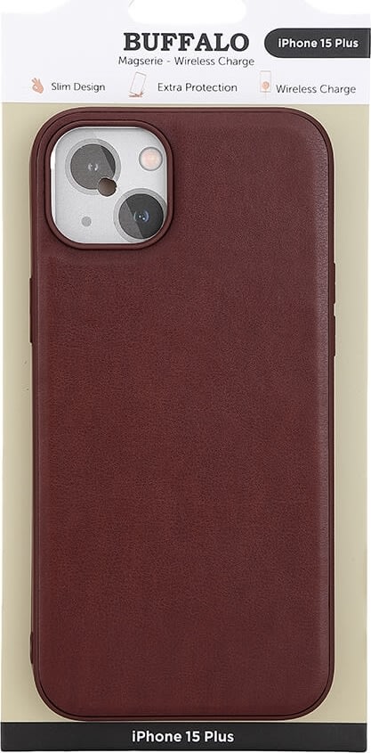 Buffalo PU læder cover iPhone 15 Plus, brun