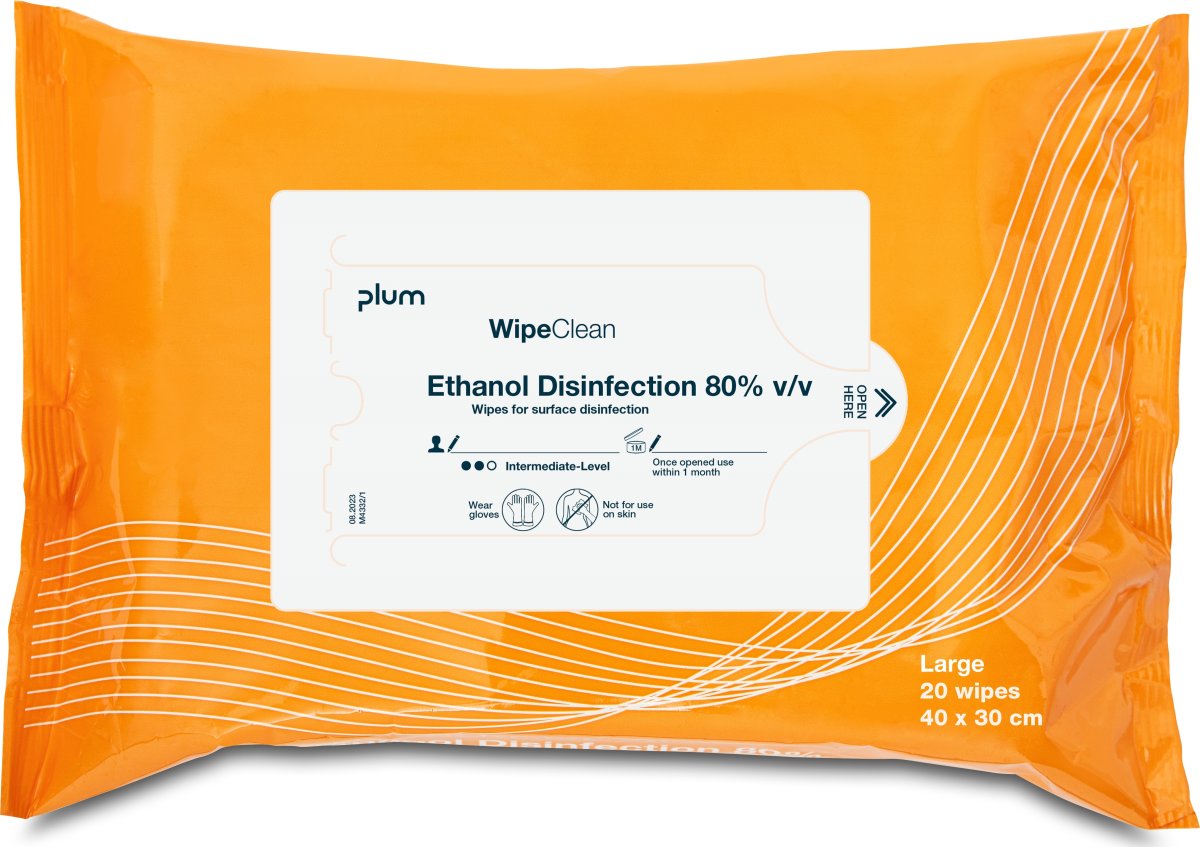Plum WipeClean 80% | Wipes | Large | 20 stk