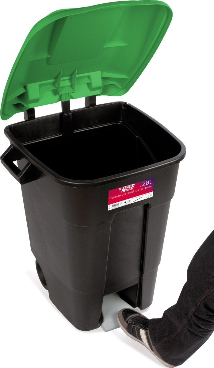 TAYG affaldsbeholder med låg, 120 liter, Sort/Grøn
