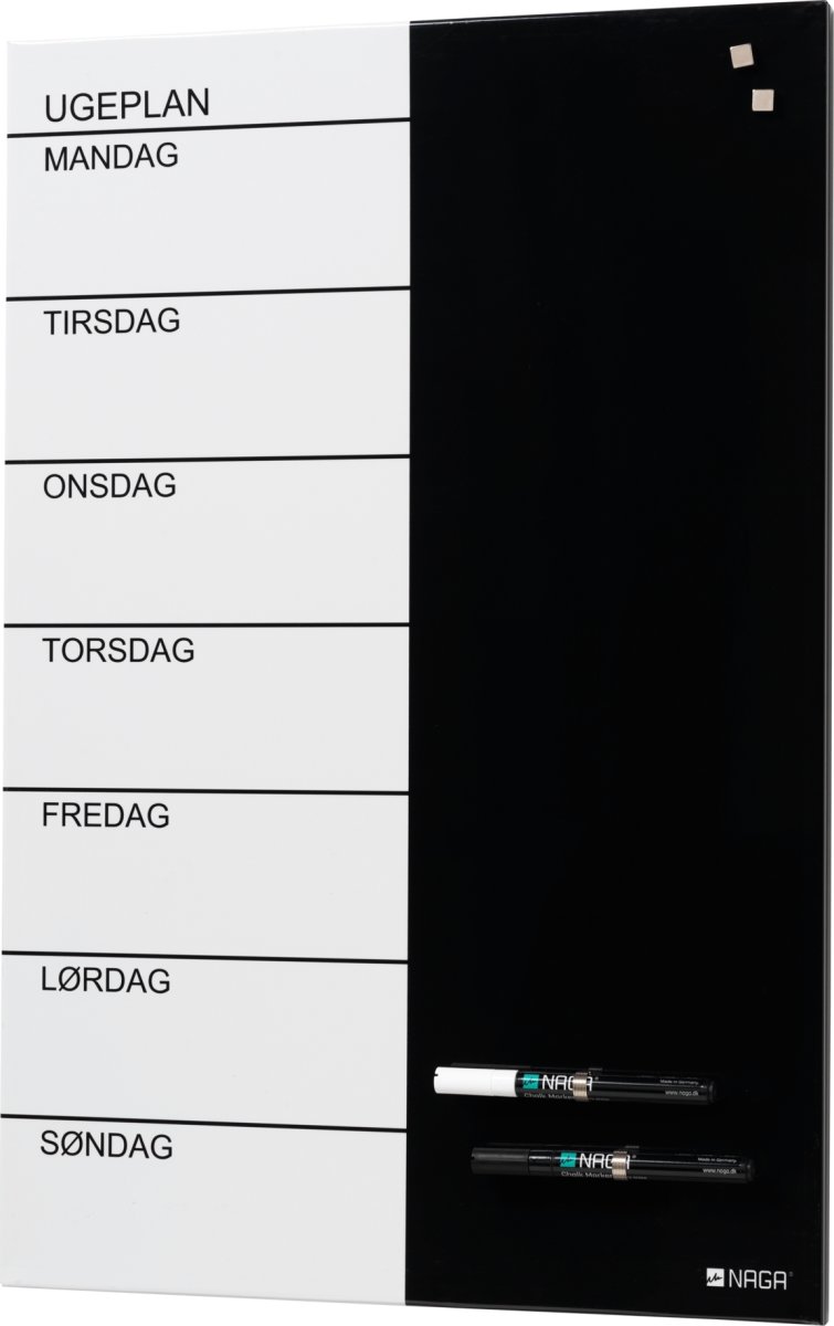 NAGA stål ugetavle, 60x40 cm, dansk