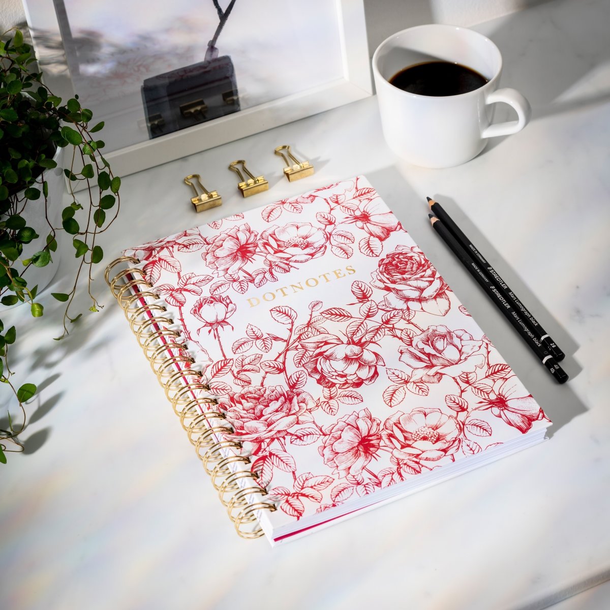 Burde Dotnotes Notesbog, A5, blomster