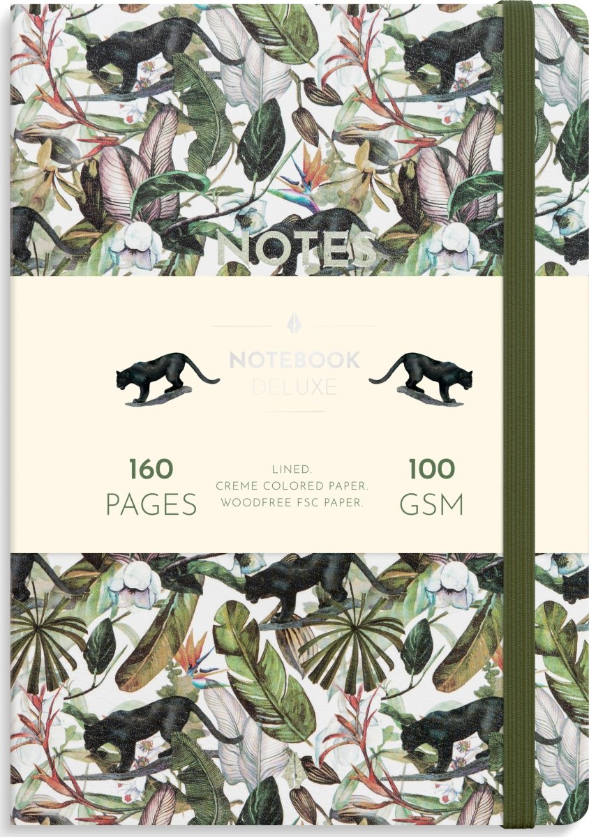 Burde Deluxe Notesbog, A5, linjeret, panther