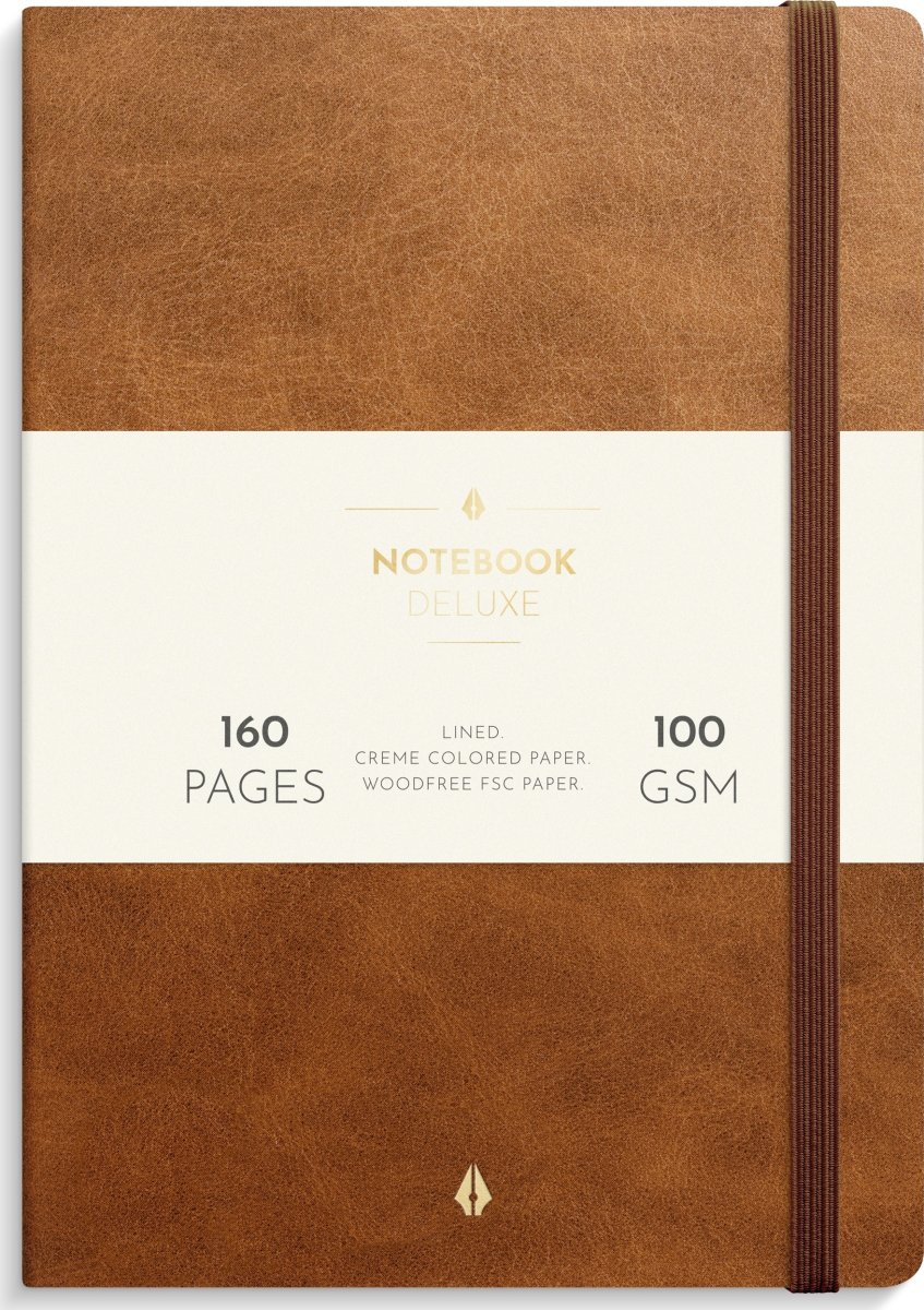 Burde Deluxe Notesbog, A5, linjeret, brown