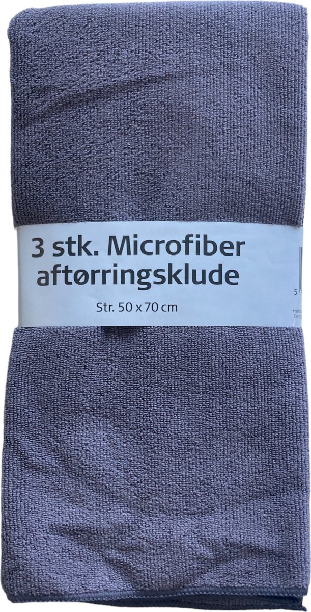 Viskestykke 50 x 70 cm, koksgrå mikrofiber, 3-pak