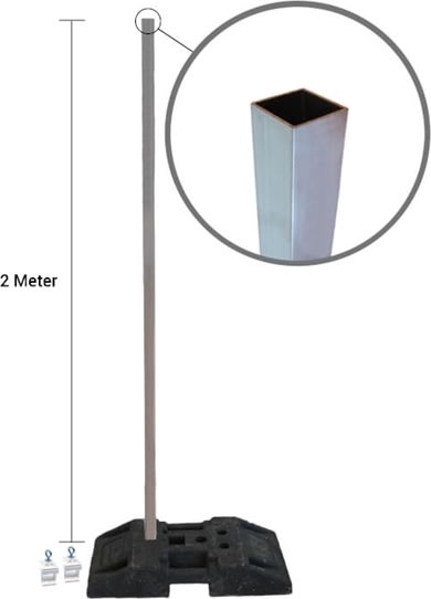 Flytbar stander, sæt m. fod/rør/klemmer, H200 cm