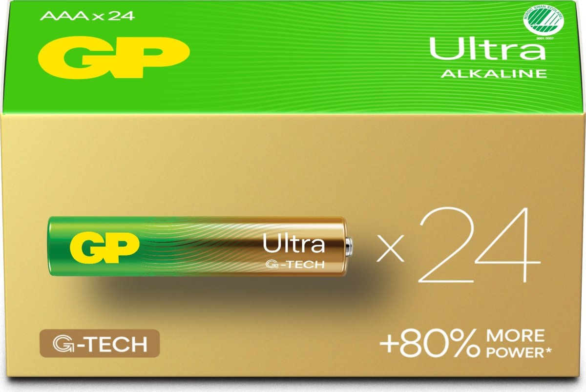 GP Ultra Alkaline AAA-batteri, 24AU/LR03, 24-pak