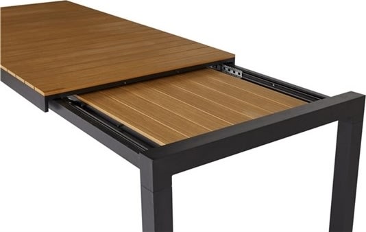Johan havebord, Sort/Teak, 205/275x100cm,
