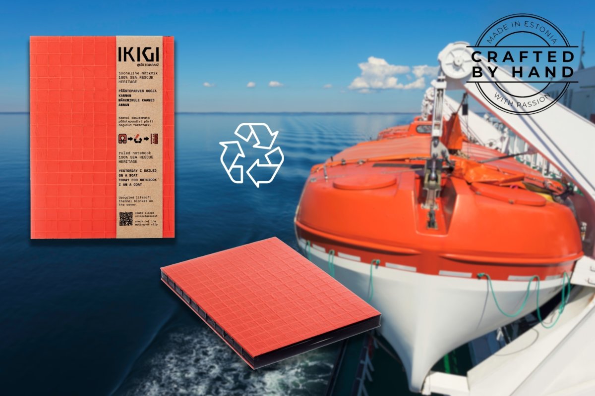 Ikigi Sea Rescue Notesbog, A5, linjeret, rød