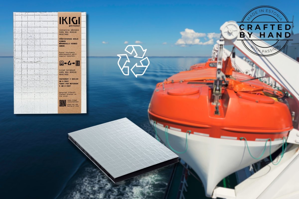 Ikigi Sea Rescue Notesbog, A5, linjeret, sølv