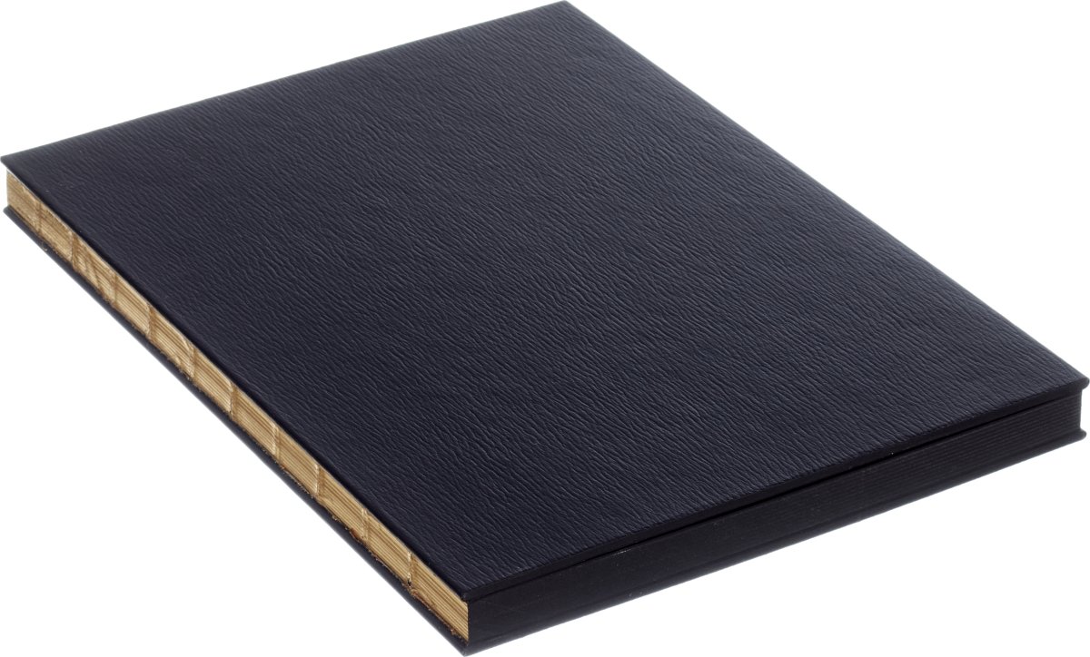 Ikigi Leather Gold Notesbog, A5, blank, sort, logo