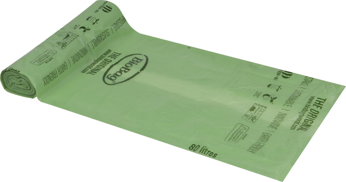 Affaldssække Biobaseret 80L, 82x105cm, 18my, Grøn