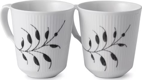 Royal Copenhagen Sort Mega Riflet Krus, 2 stk.