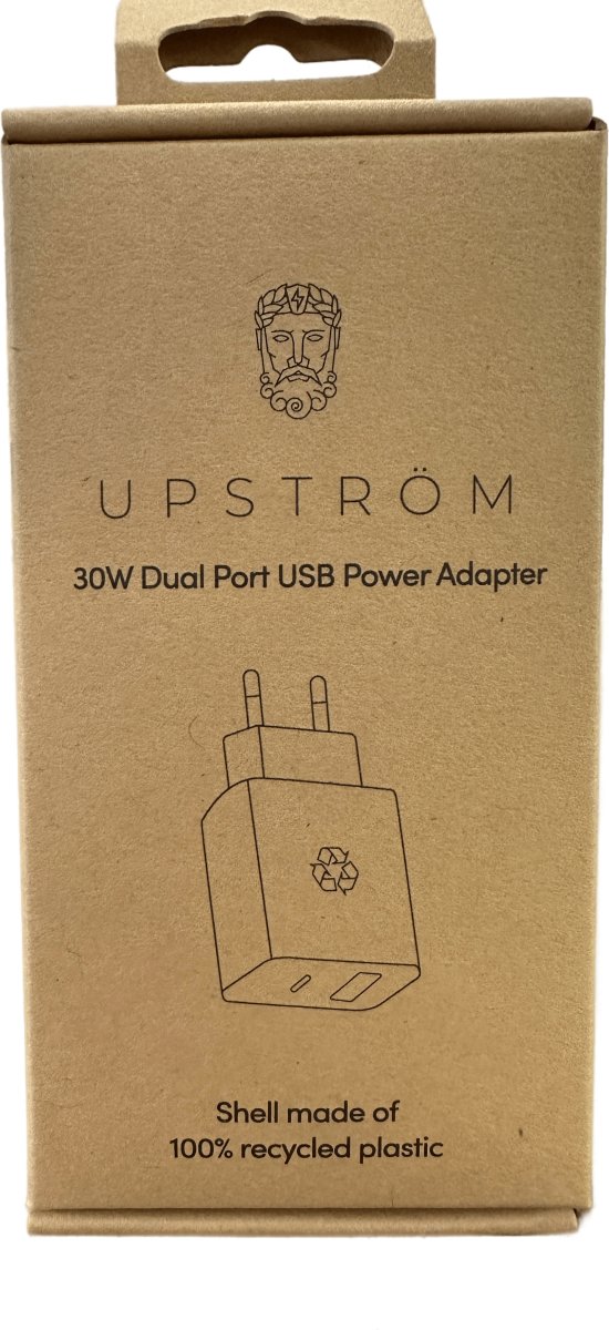 Upström Cirkluär 30W Dual USB Strømadapter, hvid