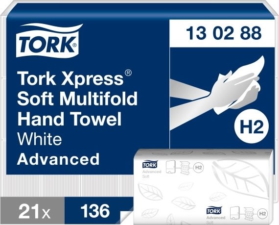 Tork H2 Xpress Advanced Håndklædeark 4-fold, 21 pk