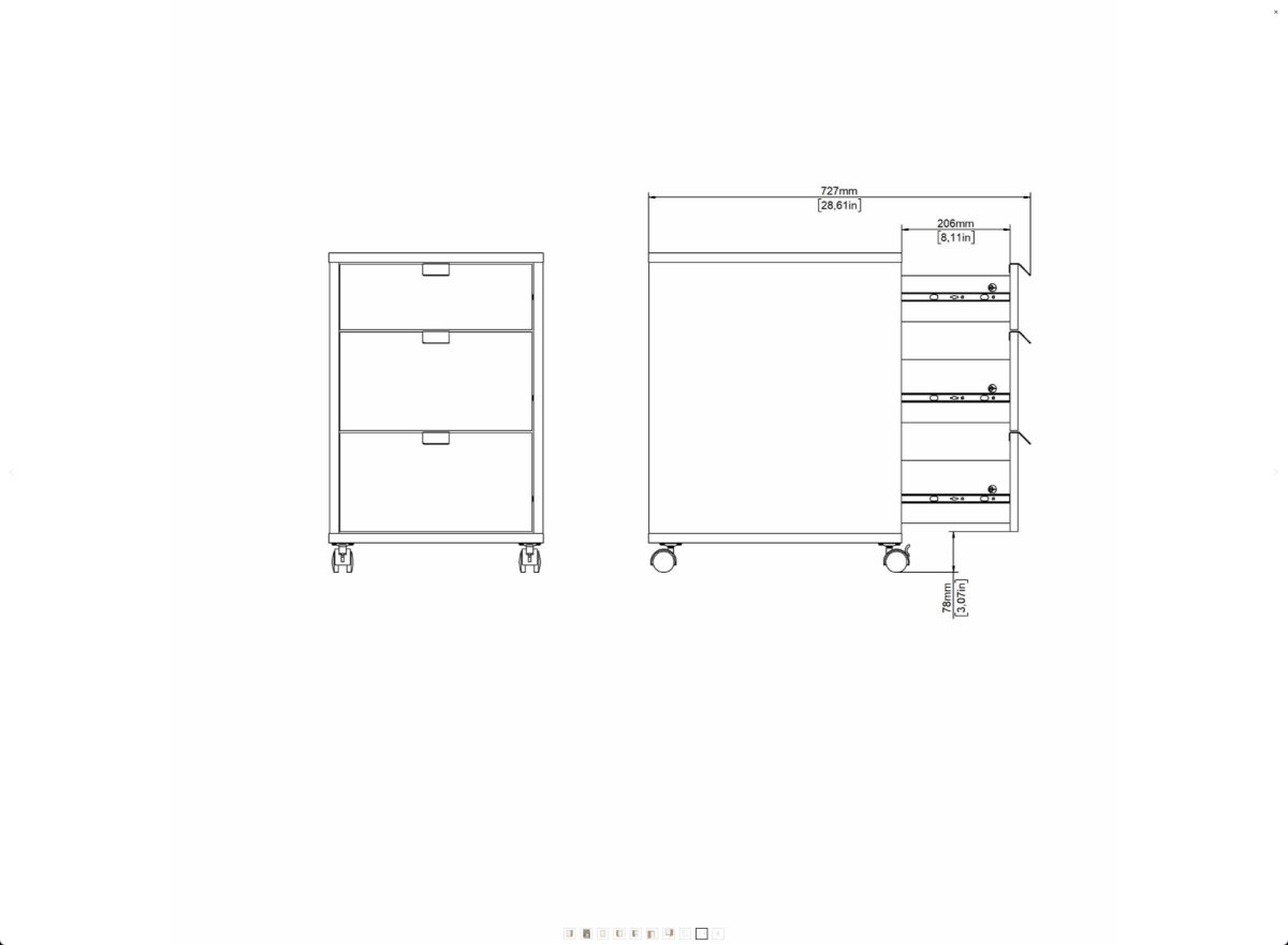 Small Officeline kassette, 3 skuffer, eg/sort