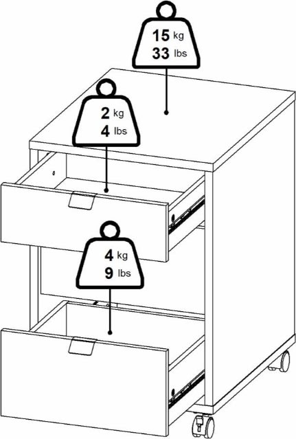 Small Officeline kassette, 3 skuffer, eg/sort