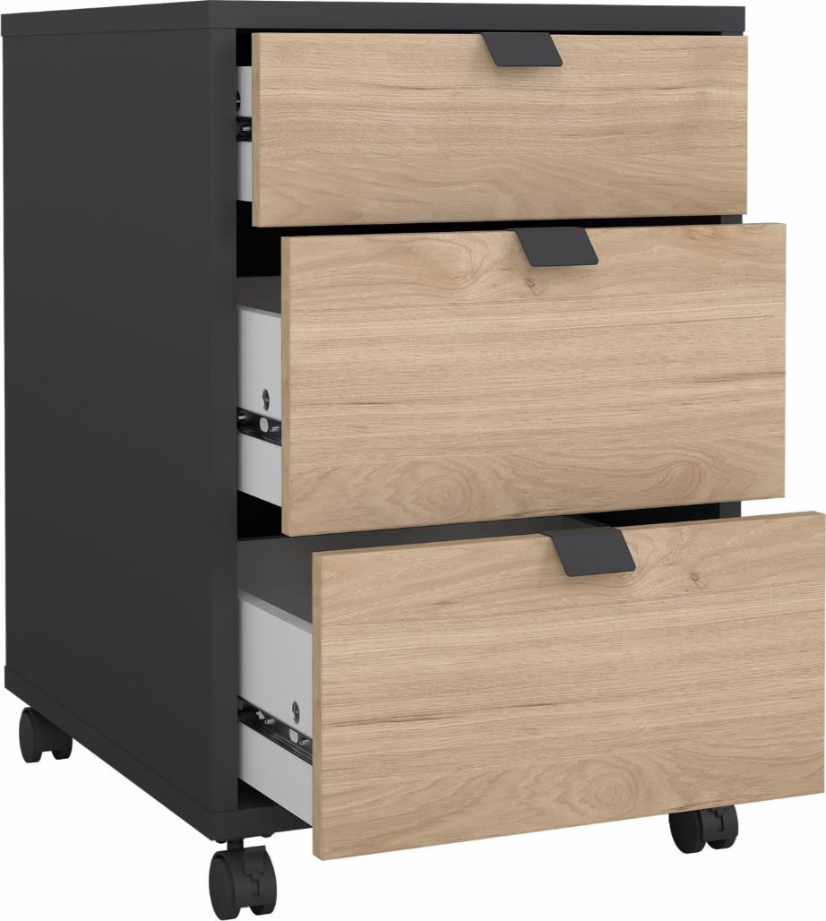 Small Officeline kassette, 3 skuffer, eg/sort
