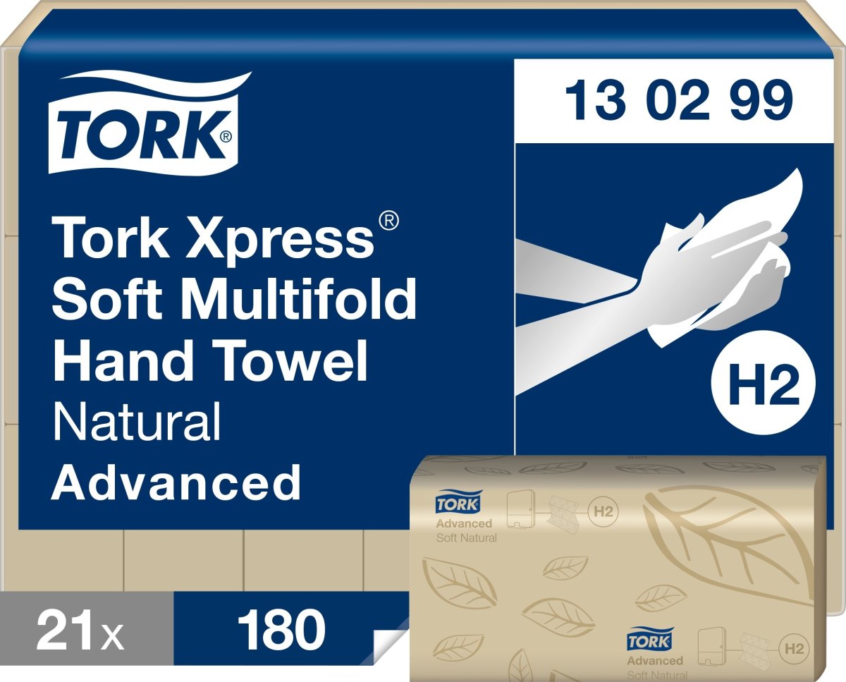 Tork H2 Adv. Soft Håndklædeark Natur Z-fold, 21 pk
