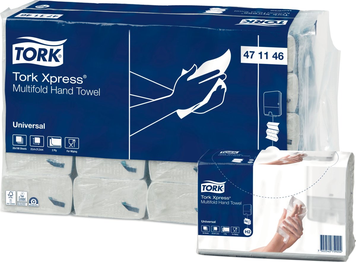 Tork H2 Xpress Universal Håndklædeark 3-fold 20 pk