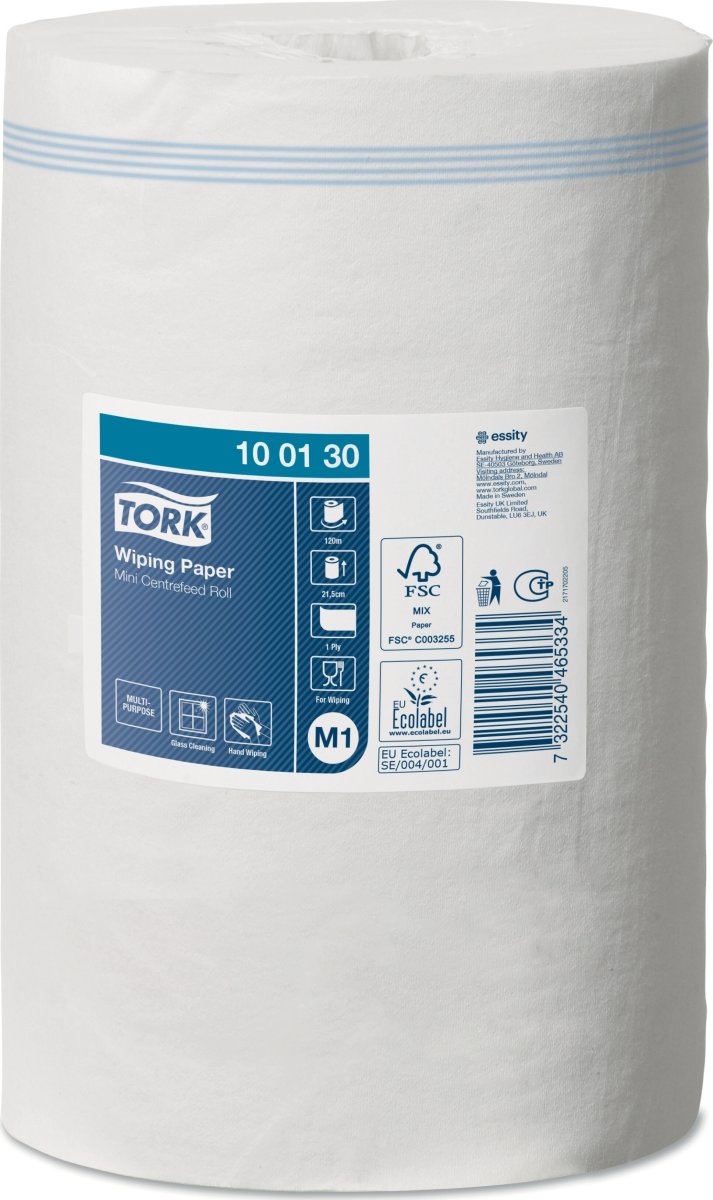 Tork M1 Standard Aftørringpapir 1-lag, Hvid, 11 rl