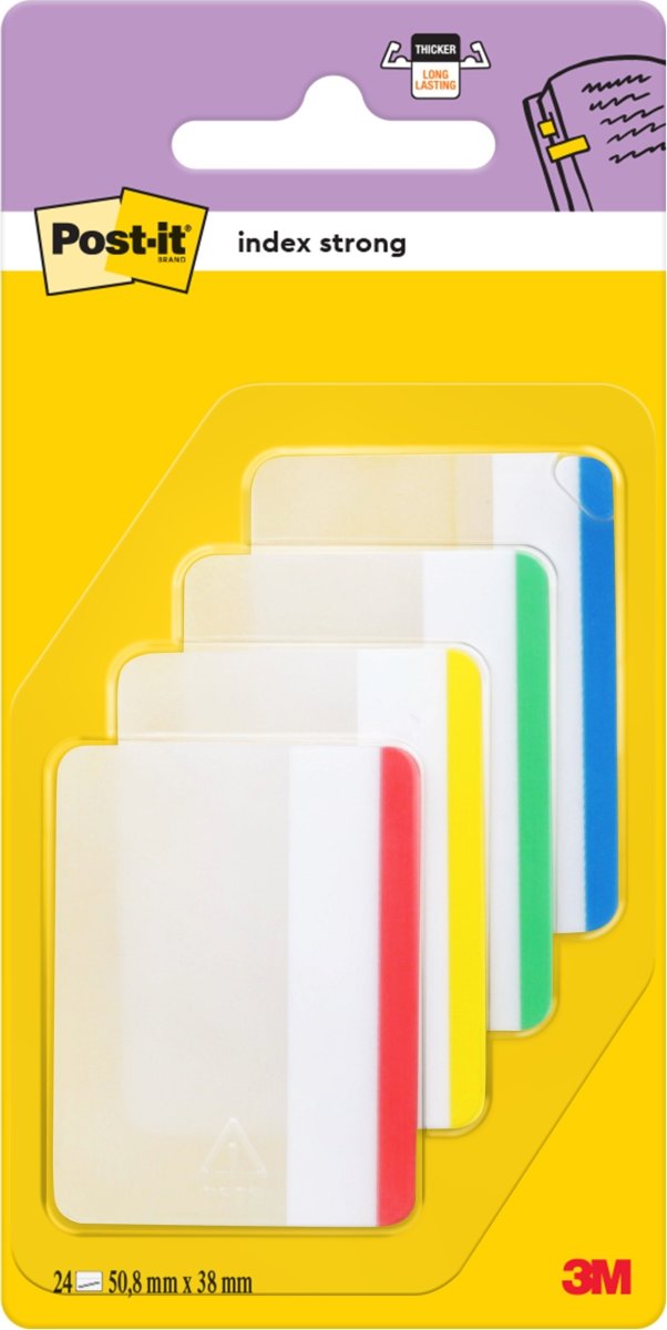 Post-it Strong Indexfaner, 50x38 mm, basisfarver
