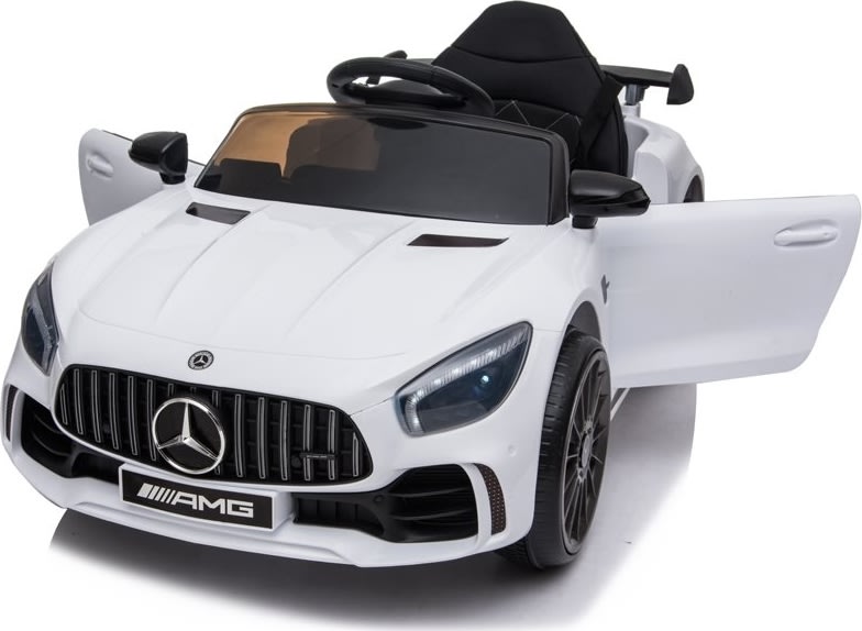 Elbil Mercedes AMG GTR børnebil, 12V, hvid