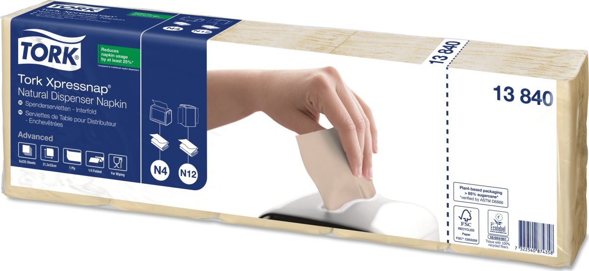 Tork N4 Xpressnap Serviet, Natur, 1125 stk