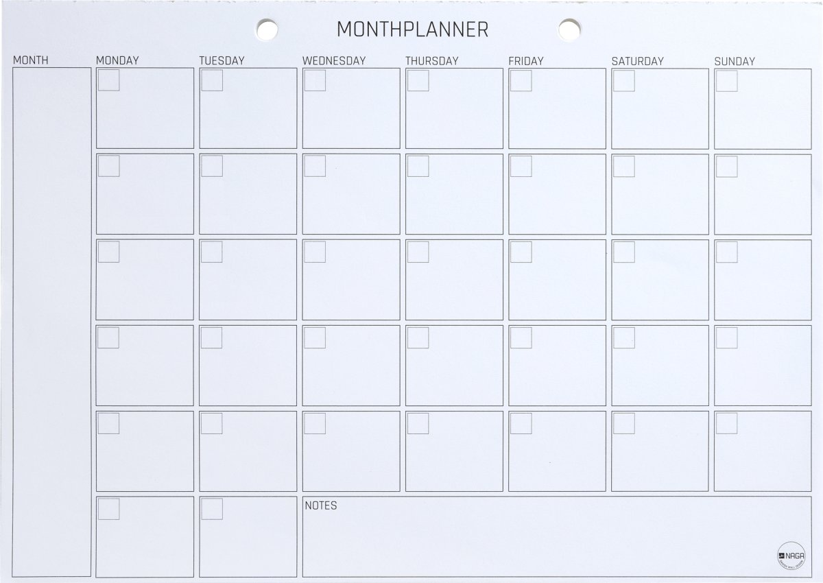 Naga A4 Planlægningsblok, vanetracker, engelsk