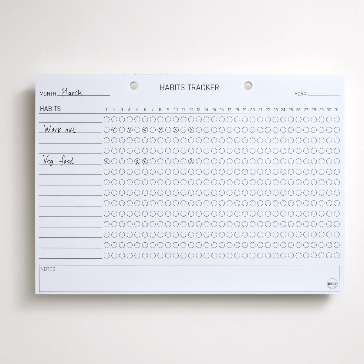 Naga A4 Planlægningsblok, månedsplan, engelsk