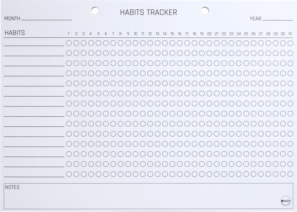 Naga A4 Planlægningsblok, månedsplan, engelsk