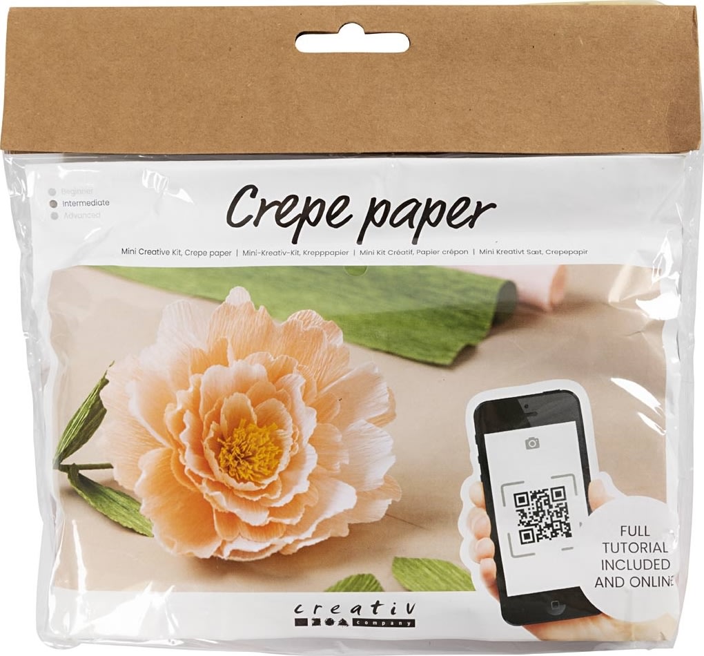 Mini DIY Kit Crepepapir, pæon blomst