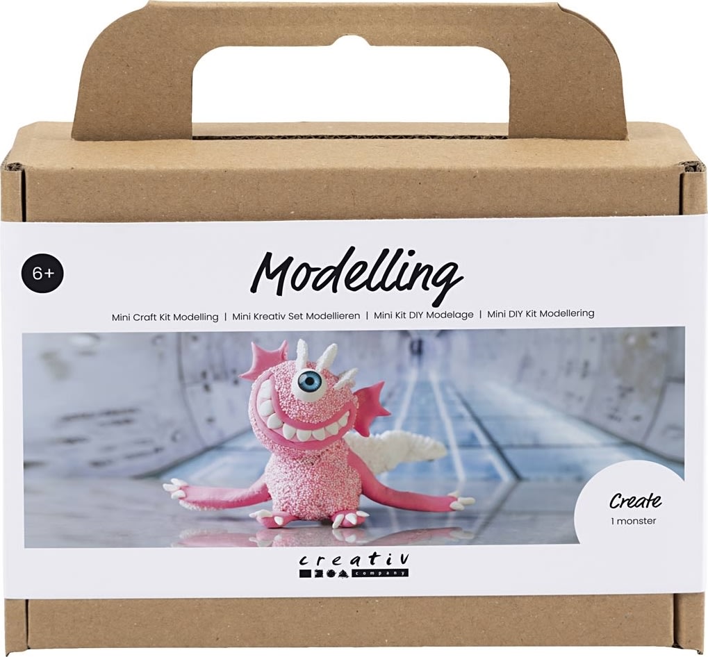 Mini DIY Kit Modellering, monster, lys pink