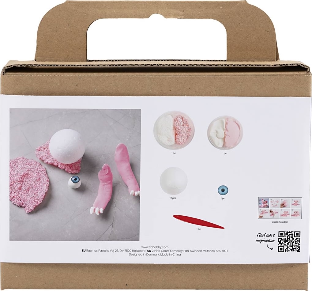 Mini DIY Kit Modellering, monster, lys pink