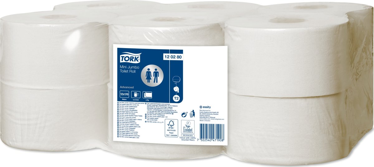 Tork T2 Advanced Mini Jumbo Toiletpapir, 2-lag