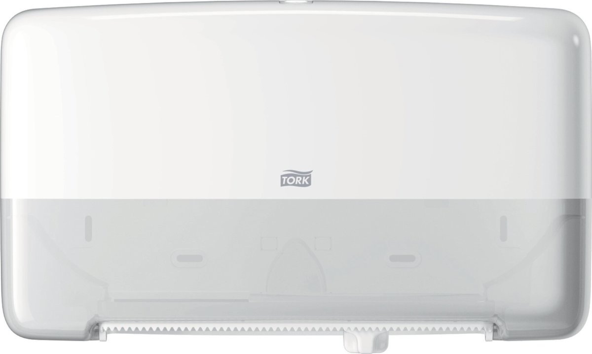 Tork T2 Twin Dispenser MiniJumbo Toiletpapir, Hvid
