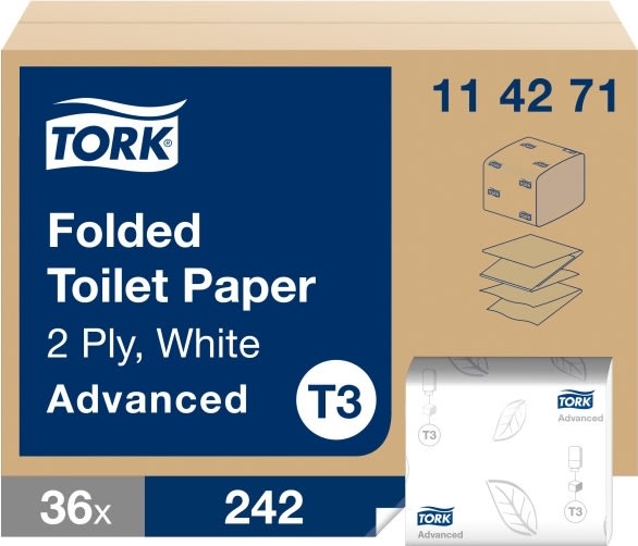 Tork T3 Advanced Toiletpapir i ark, 36 pk